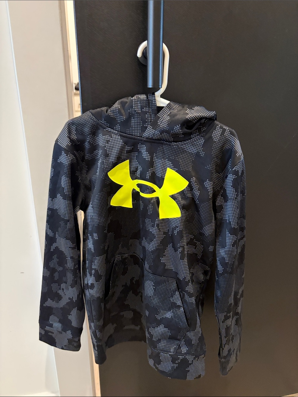 Under Armour Black Camo Hoodie with Neon Yellow Logo